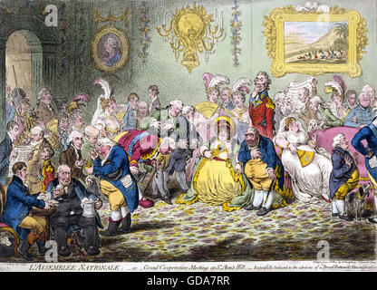 JAMES GILLRAY (1756/7-1815) englischen Karikaturisten. L'Assemblee Nationale (1804) Stockfoto