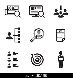 Vektor schwarze Job Suche Symbole festlegen Stock Vektor
