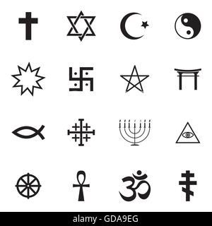 Vektor schwarz-religiöse Symbole-set Stock Vektor
