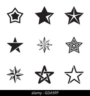 Vektor schwarzen Sternen Icons set Stock Vektor