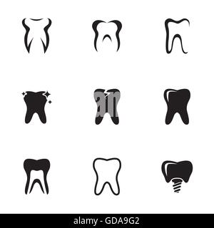 Vektor schwarze Zähne Icons set Stock Vektor