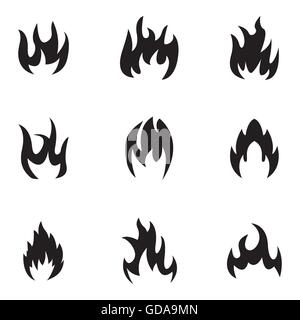 Vektor schwarze Symbole Brandanschlag Stock Vektor