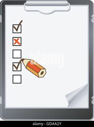 Abbildung der Zwischenablage mit Bleistift darauf markieren. Stock Vektor