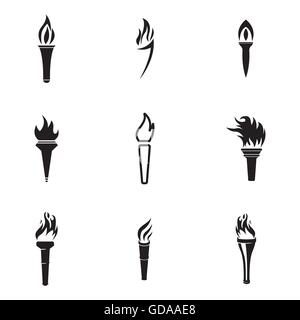 Vektor schwarze Fackel Icons set Stock Vektor