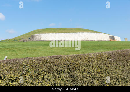 Irland, Grafschaft Meath, Newgrange, Grünanlage vor einer Kuppe, Newgrange (große neolithische Hügel) Stockfoto