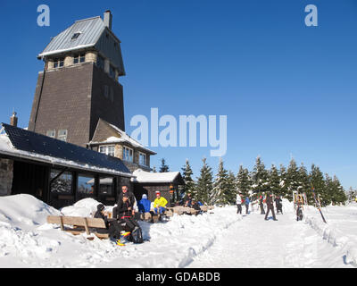 Deutschland, Niedersachsen, Harz, Hanskühnencastle im Harz, der Hanskühnenburg Langlauf im Harz Stockfoto