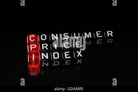 VPI-Verbraucherpreisindex Definition geschrieben am Würfel Stockfoto