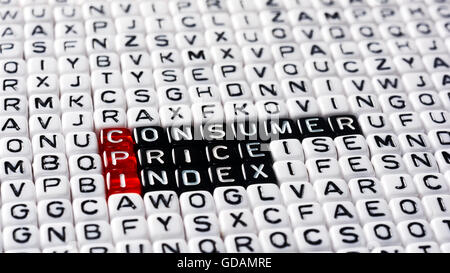 VPI-Verbraucherpreisindex Definition geschrieben am Würfel Stockfoto