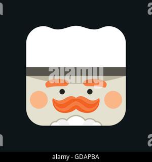 Koch-Avatar-Bild. Trendige Chef-Herd quadratische Symbol im flachen Stil Stock Vektor