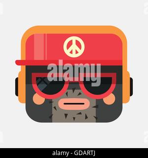 Rapper-Avatar-Bild. Trendige Gangsta quadratische Symbol im flachen Stil Stock Vektor