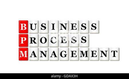 Konzeptionelle BPM Business Process Management-Akronym auf weiß Stockfoto