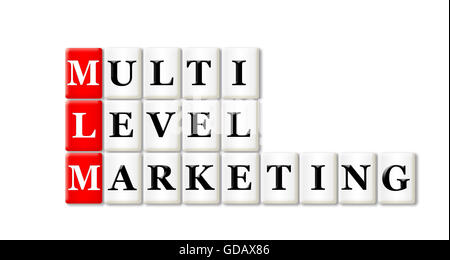 Konzeptionelle MLM Multi Level Marketing Abkürzung auf weiß Stockfoto
