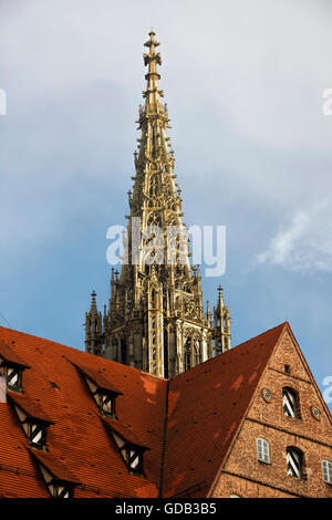 Architektur mit dem Ulmer Münster, Ulm Baden-Württemberg Deutschland Europa Stockfoto