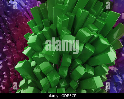 Glänzende glänzende Metall kubischen Kristall-abstrakten Hintergrund-rendering Stockfoto