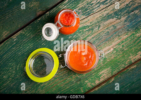 Natürliche diy hot Habanero Saucen Stockfoto