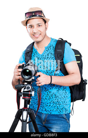Happy 1 Inder Fotograf Kamera Klick auf Bild hobby Stockfoto