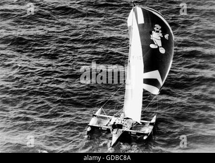 AJAX-NEWS-FOTOS. 5. NOVEMBER 1978. ST. MALO, FRANKREICH. -ROUTE DU RHUM RACE - JOURNAL DE MICKEY (YVES LE CORNEC/FR) HEADS DOWN KANAL.  FOTO: JONATHAN EASTLAND/AJAX REF: YA JOURNAL DE MICKEY 78 Stockfoto