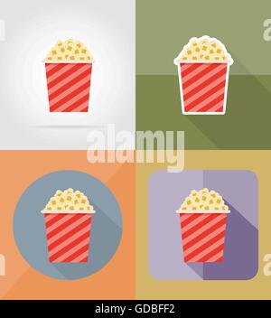 Popcorn Kino flache Symbole Vektor-Illustration auf Hintergrund isoliert Stock Vektor