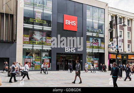 British Home Stores shop vorne auf Northumberland Street, Newcastle Upon Tyne, UK, mit Speicher schließen Zeichen. Stockfoto