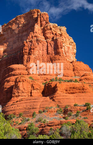 Gerichtsgebäude Butte vom Gerichtsgebäude Butte Rundwanderweg, roten Felsen Scenic Byway, Coconino National Forest, Arizona Stockfoto