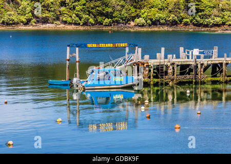 Neuseeland, Stewart Island, Golden Bay, Ulva Island Ferry Port: 16. Februar 2016 Stockfoto