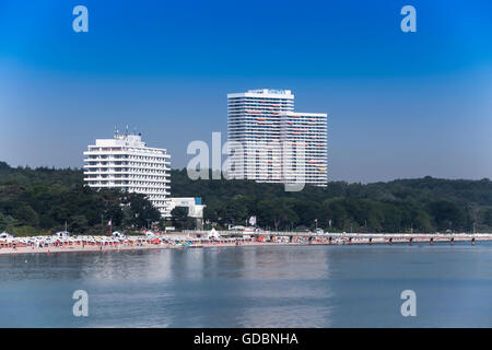 Ostsee-Strand und das Hotel Maritim, Timmendorfer Strand, Ost Holstein, Holstein, Schleswig-Holstein, Deutschland Stockfoto