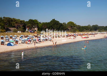 Liegestühle am Strand in Niendorf, Timmendorfer Strand, Lübeck Bucht, Ostsee, Schleswig-Holstein, Deutschland Stockfoto