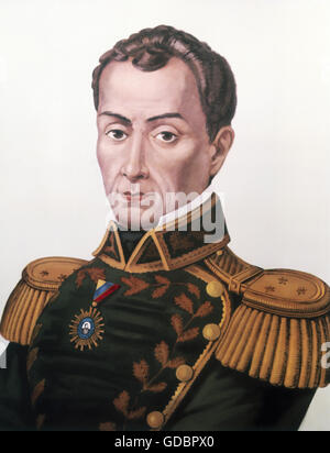 Bolivar, Simon, 24.7.1783 - 10.4.1830, südamerikanischen General und Politiker, Porträt, Lithographie, Kamag-Verlag, Fürth, 1868 Stockfoto