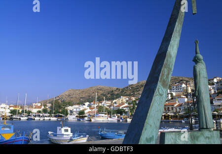 Pythagoras-Denkmal in Pythagorion, Insel Samos, Griechenland Stockfoto