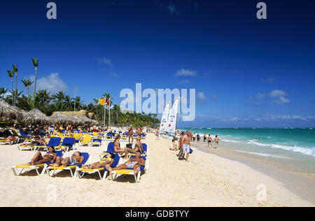 Strand in Playa Bavaro, Punta Cana, Dominikanische Republik, Karibik Stockfoto