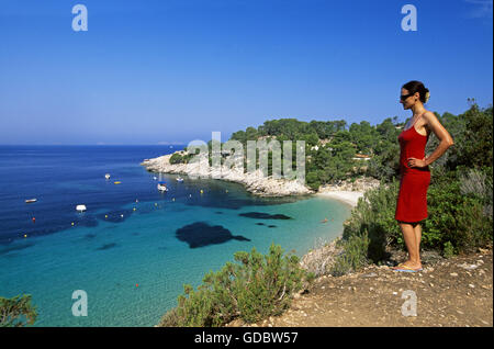 Cala Salada, Ibiza, Balearen, Spanien Stockfoto