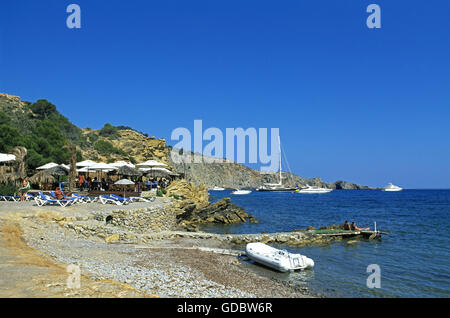 Strand in der Nähe von Sa Caleta, Ibiza, Balearen, Spanien Stockfoto