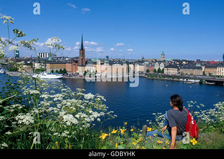 Panorama des Bezirks Riddarholmen, Stockholm, Schweden Stockfoto