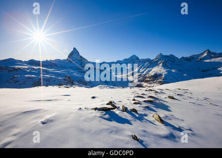 Matterhorn - 4478 ms, Zermatt, Wallis, Schweiz Stockfoto