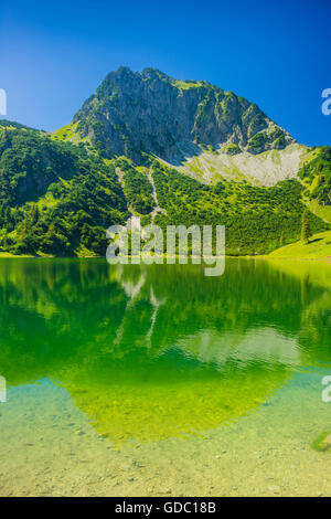 Allgäu, Allgäuer Alpen, Alpen, Bayern, in der Nähe von Oberstdorf, Berg, Berglandschaft, Bergsee, Bergwelt, Deutschland, Europ Stockfoto