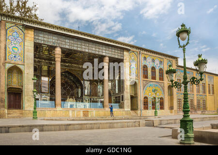 Iran, Teheran Stadt, Golestan Palast Komplex, Ivan-e Takht-e Marmar (Marmor Thron Veranda) Stockfoto