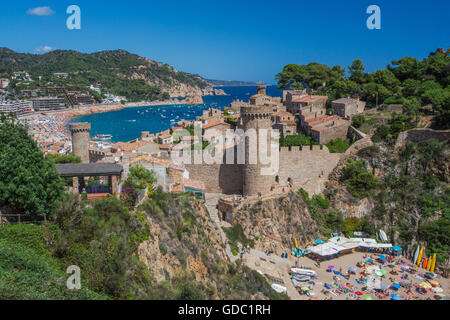 Spanien, Katalonien, Costa Brava, Tossa de Mar Stadtzentrum, Stockfoto