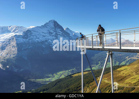 Summit Trail und Beobachtung Plattform mit dem Namen First Cliff Walk an der Spitze der First über Grindelwald, Berner Oberland, Sw Stockfoto