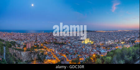 Spanien, Katalonien, Barcelona City, Sonnenuntergang panorama Stockfoto