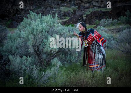 USA, Idaho, Willow Abrahamson, Herr 0562. Shoshone Schönheit am Snake River Canyon entlang Stockfoto