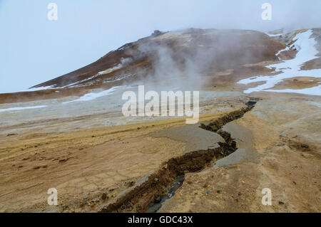 Heiße Quellen und Schlammlöcher von Hverarönd in der Nähe von Myvatn in Nord-Island. Stockfoto