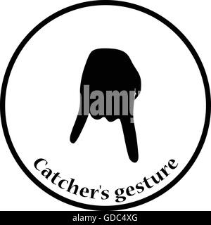 Baseball-Catcher-Geste-Symbol. Dünnen Kreis Design. Vektor-Illustration. Stock Vektor