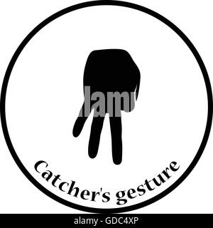 Baseball-Catcher-Geste-Symbol. Dünnen Kreis Design. Vektor-Illustration. Stock Vektor