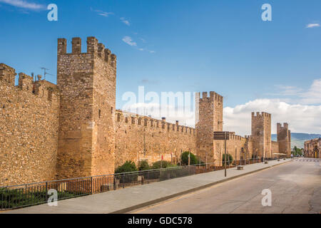 Spanien, Katalonien, Provinz Tarragona, Montblanch Stadt, mittelalterliche Stadtmauer. Stockfoto