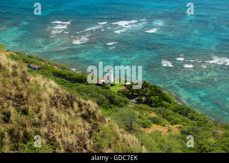 USA, Hawaii, Oahu, Honolulu Diamond Head beach Park Leuchtturm Stockfoto