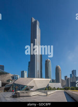 China, Provinz Guangdong, Guangzhou City, Wuyang Neustadt, Opera House und Ostturm Stockfoto