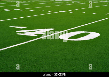 40-Yard-Linie auf American-Football-Feld Stockfoto