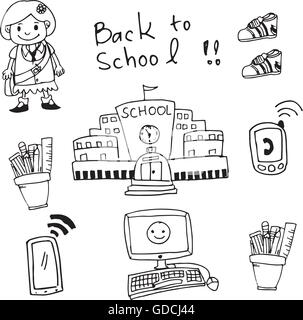 Doodle Objekt Schule Stock Vektor