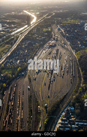 Luftaufnahme, Fracht Bahnhof Oberhausen Vonderort und Osten waren Bahnhof Bottrop, Oberhausen, Ruhrgebiet, Nordrhein-Westfalen Stockfoto