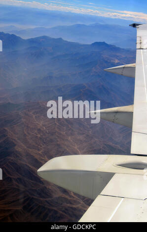 Unter einer Tragfläche - ein Panorama der alten Anden ist es südlichen amerikanischen Land - Peru. Stockfoto